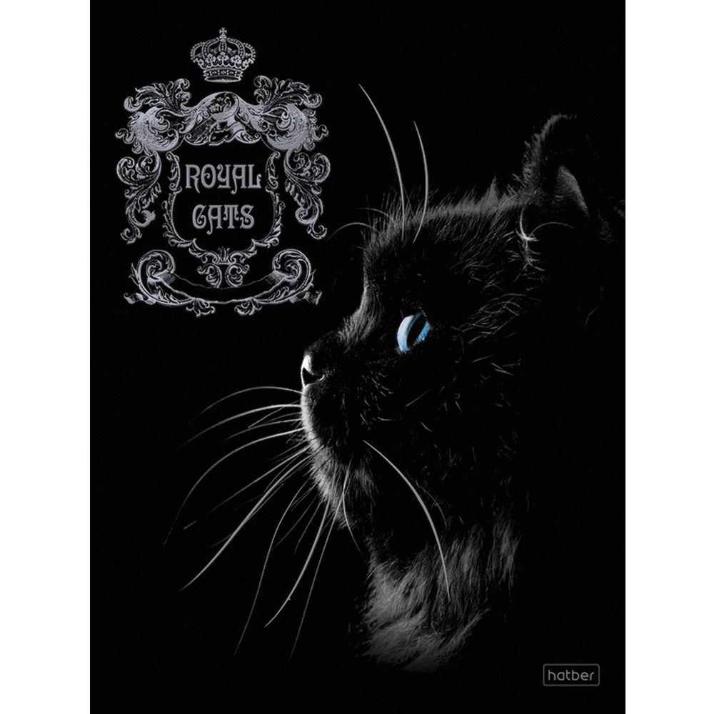 Тетрадь А5, 48 л., HATBER, скоба, клетка, матовая ламинация, 3D, "RoyalCats" (5 видов в спайке)