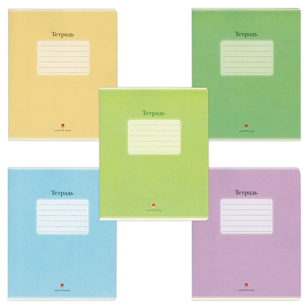 Тетрадь А5, 48 л., АЛЬТ, скоба, клетка, выборочный лак, "ЛЮКС" (5 видов)