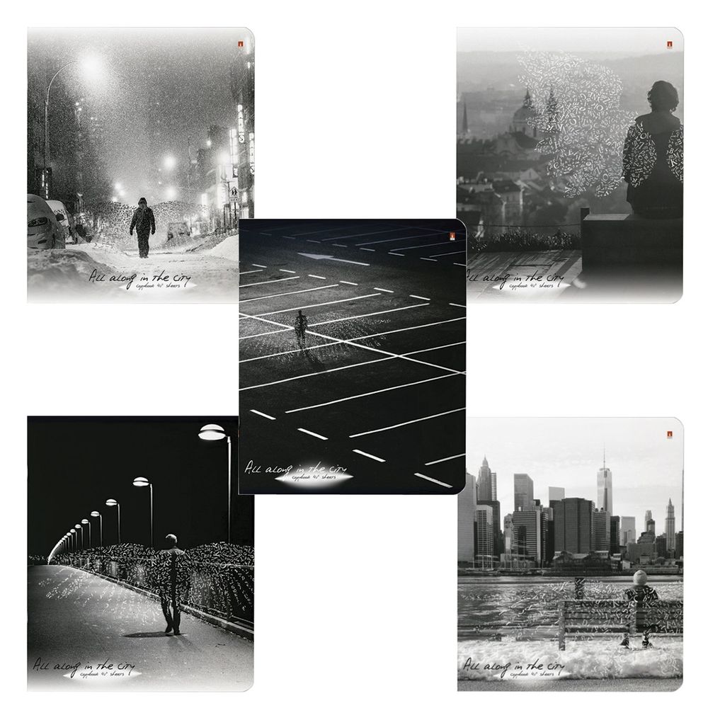 Тетрадь А5 48 л. АЛЬТ скоба, клетка, глянцевый лак, бумага 65 г/м2, "ГОРОД АНГЕЛОВ"