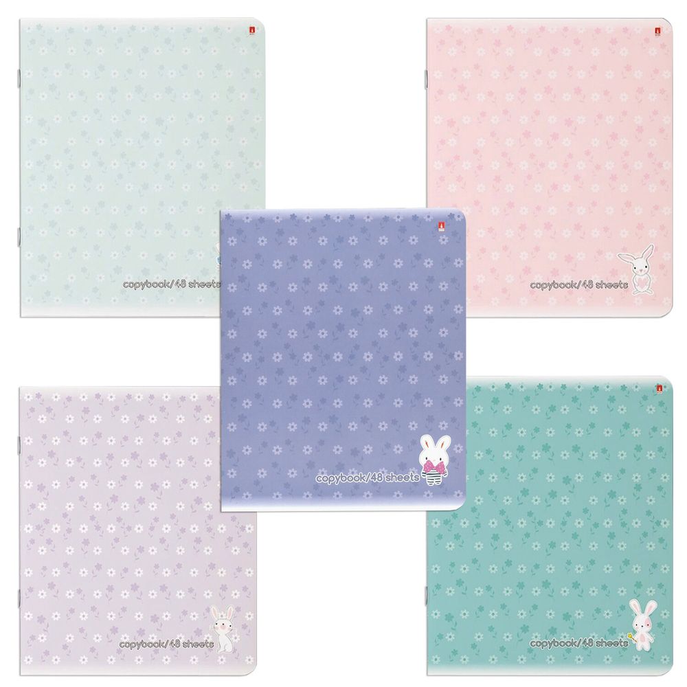 Тетрадь А5 48 л. АЛЬТ скоба, клетка, Soft Touch, "ЗЕФИРНЫЕ ЗАЙЧАТА" (5 видов)