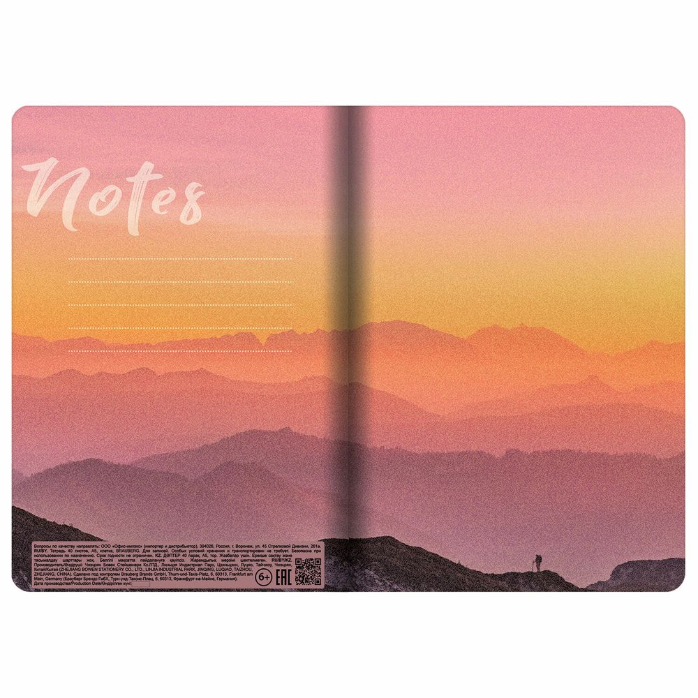 Тетрадь 40 л. в клетку обложка SoftTouch, бежевая бумага 70 г/м2, сшивка, А5 (147х210 мм), ENJOY THE MOMENT, BRAUBERG