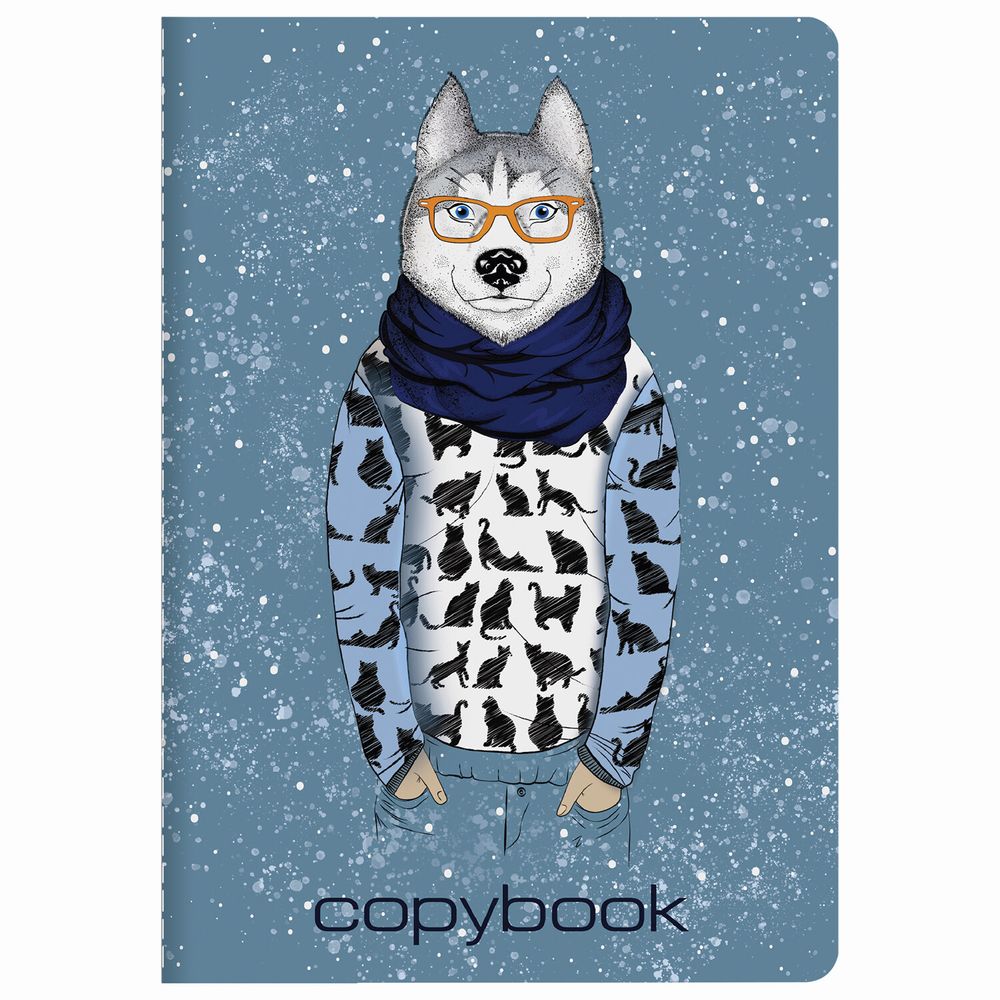 Тетрадь 40 л. в клетку обложка SoftTouch, бежевая бумага 70 г/м2, сшивка, А5 (147х210 мм), ВОЛК В ОЧКАХ, BRAUBERG