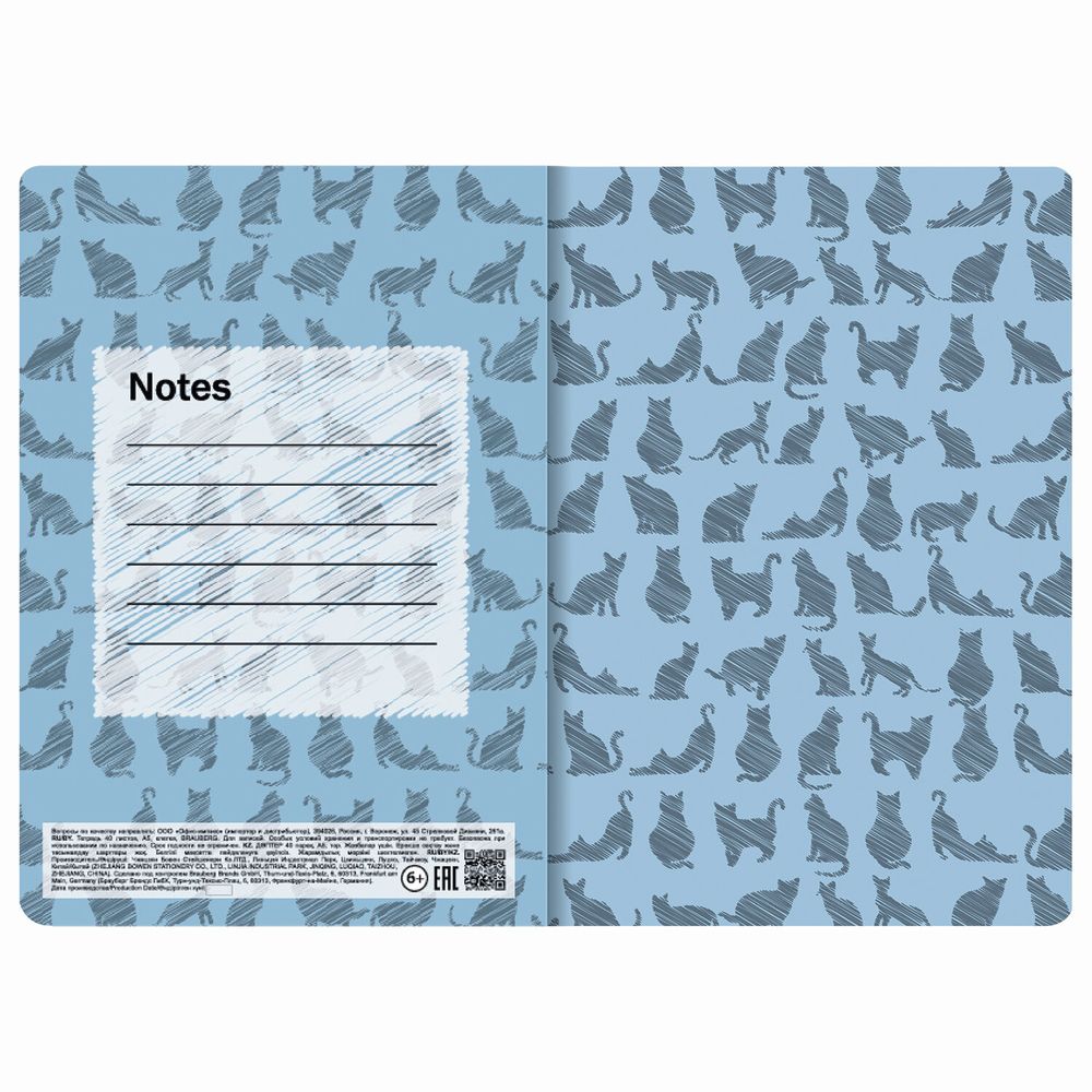 Тетрадь 40 л. в клетку обложка SoftTouch, бежевая бумага 70 г/м2, сшивка, А5 (147х210 мм), ВОЛК В ОЧКАХ, BRAUBERG