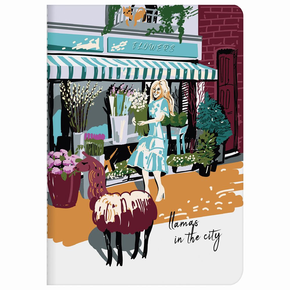 Тетрадь 40 л. в клетку обложка SoftTouch, бежевая бумага 70 г/м2, сшивка, А5 (147х210 мм), ЛАМЫ, BRAUBERG