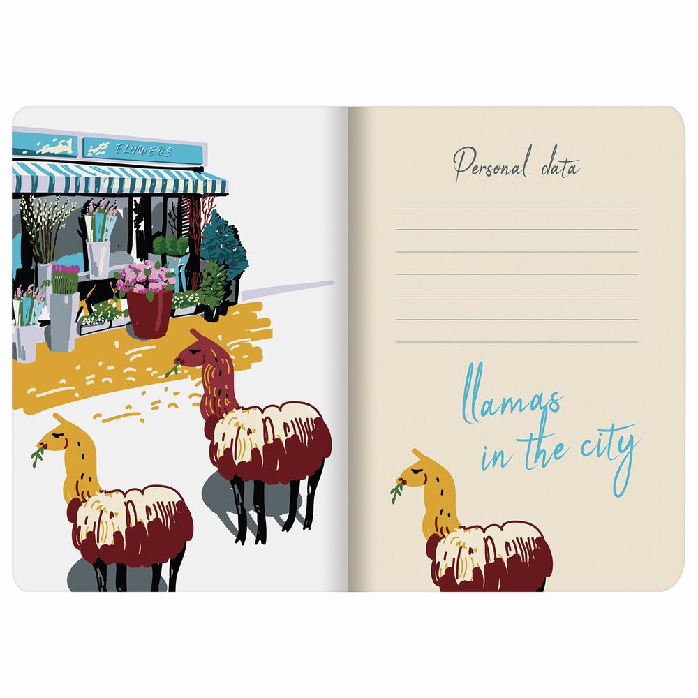 Тетрадь 40 л. в клетку обложка SoftTouch, бежевая бумага 70 г/м2, сшивка, А5 (147х210 мм), ЛАМЫ, BRAUBERG