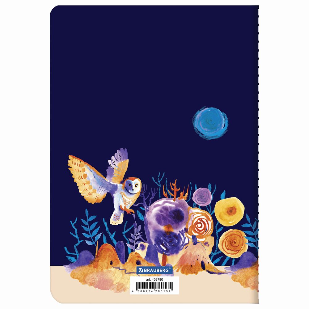 Тетрадь 40 л. в клетку обложка SoftTouch, бежевая бумага 70 г/м2, сшивка, А5 (147х210 мм), СОВЫ, BRAUBERG