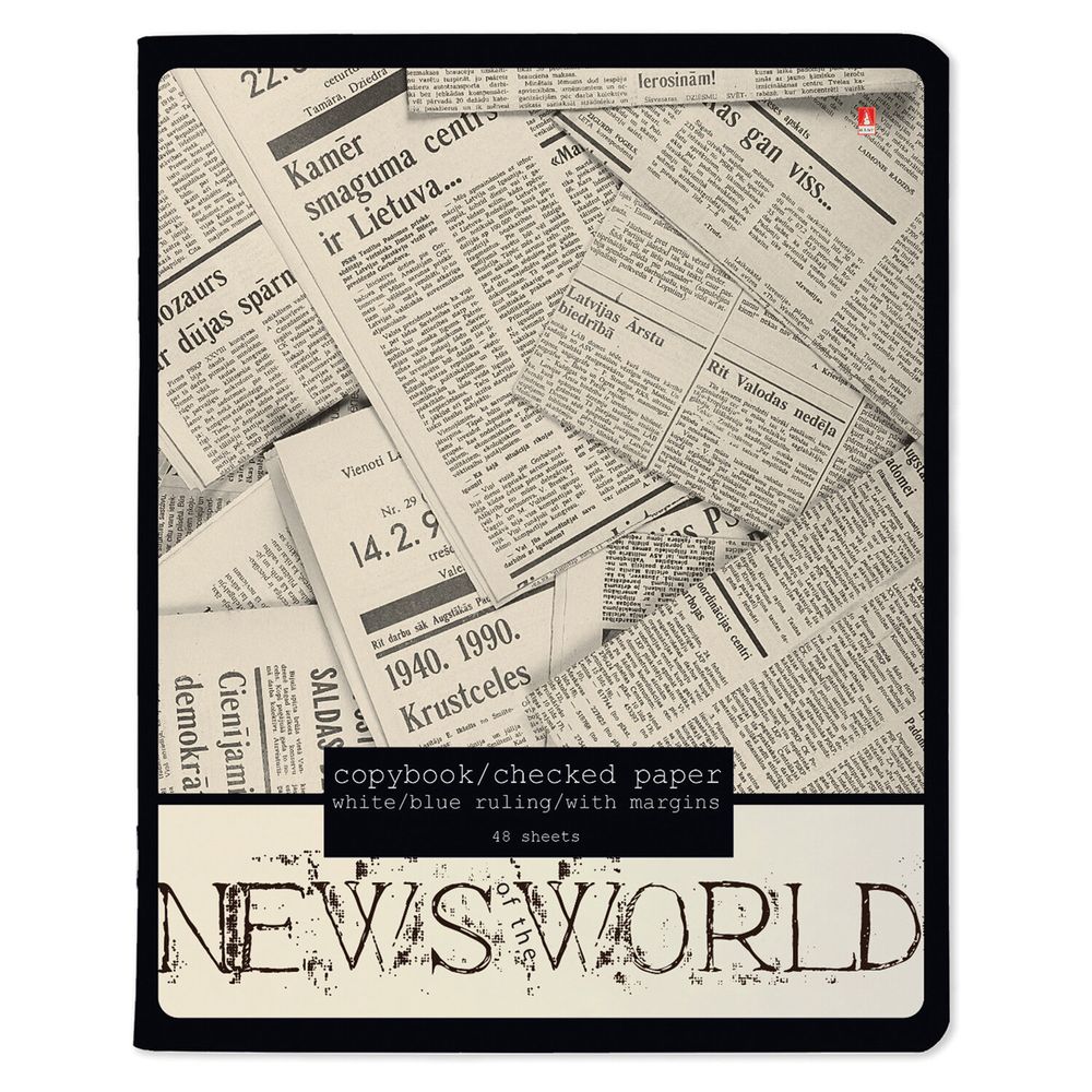 Тетрадь А5 48 л. АЛЬТ скоба, клетка, глянцевый лак, "Газета" (5 видов)