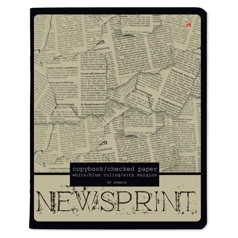 Тетрадь А5 48 л. АЛЬТ скоба, клетка, глянцевый лак, "Газета" (5 видов)
