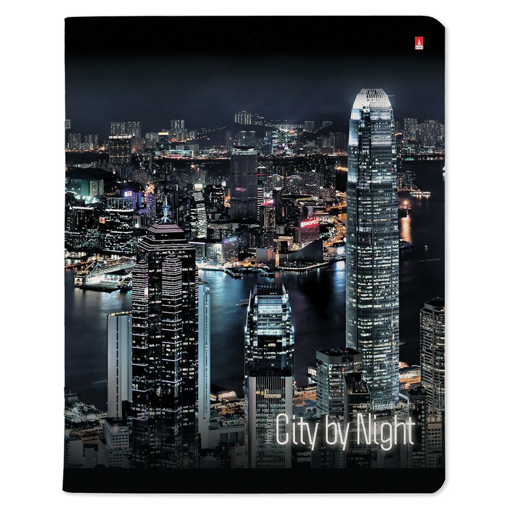 Тетрадь А5 48 л. АЛЬТ скоба, клетка, глянцевый лак, "Ночные города" (5 видов)