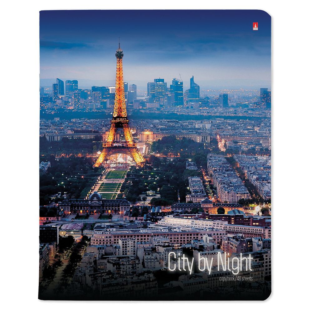 Тетрадь А5 48 л. АЛЬТ скоба, клетка, глянцевый лак, "Ночные города" (5 видов)