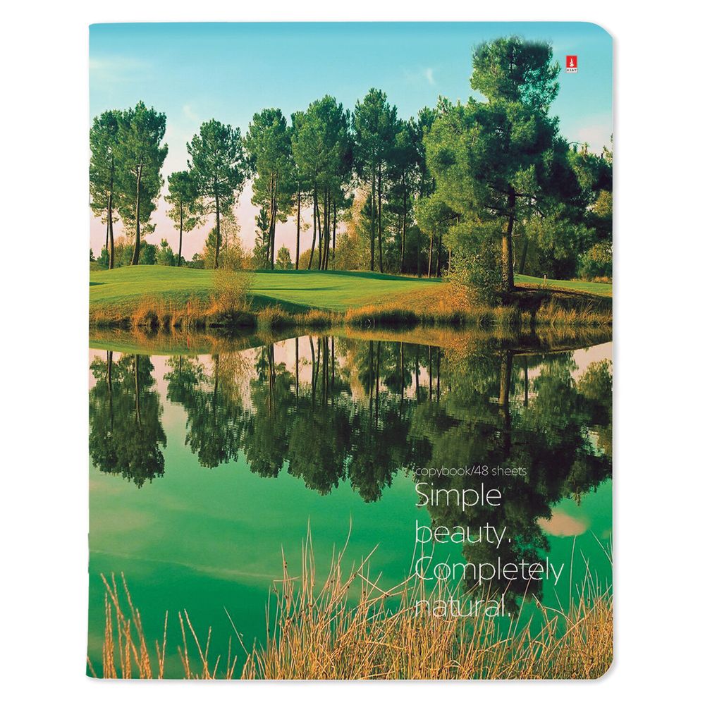 Тетрадь А5 48 л. АЛЬТ скоба, клетка, глянцевый лак, "Пейзажи" (5 видов)