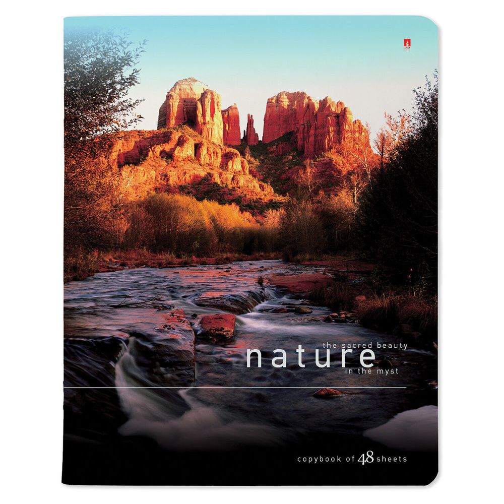 Тетрадь А5 48 л. АЛЬТ скоба, клетка, глянцевый лак, "Природа" (5 видов)