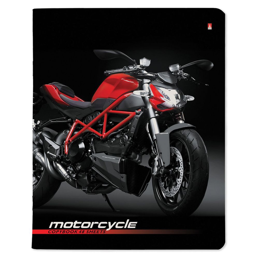 Тетрадь А5 48 л. АЛЬТ скоба, клетка, глянцевый лак, "Спортивные мотоциклы" (5 видов)
