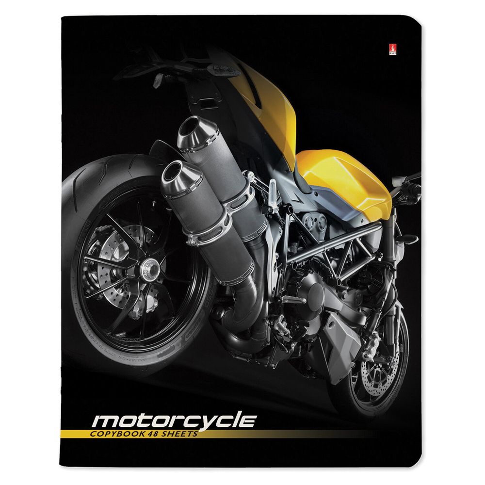 Тетрадь А5 48 л. АЛЬТ скоба, клетка, глянцевый лак, "Спортивные мотоциклы" (5 видов)