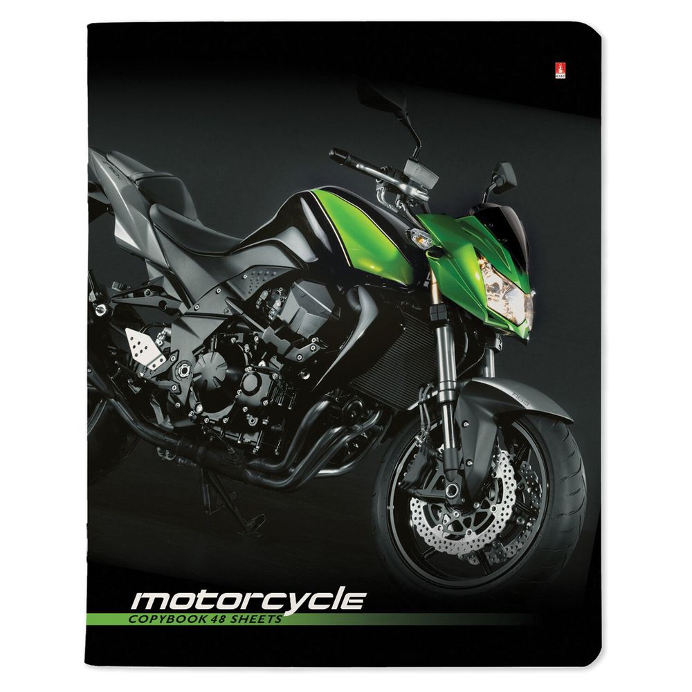 Тетрадь А5 48 л. АЛЬТ скоба, клетка, глянцевый лак, "Спортивные мотоциклы" (5 видов)