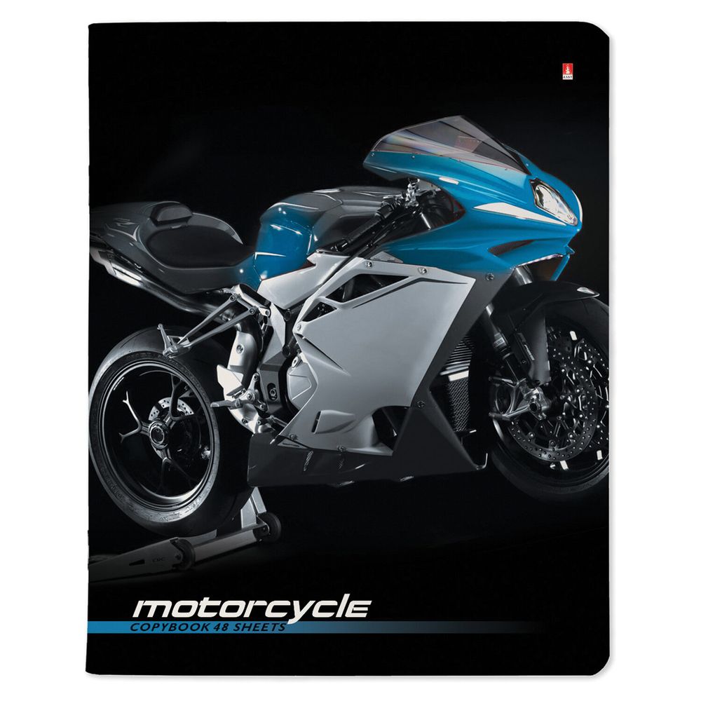 Тетрадь А5 48 л. АЛЬТ скоба, клетка, глянцевый лак, "Спортивные мотоциклы" (5 видов)