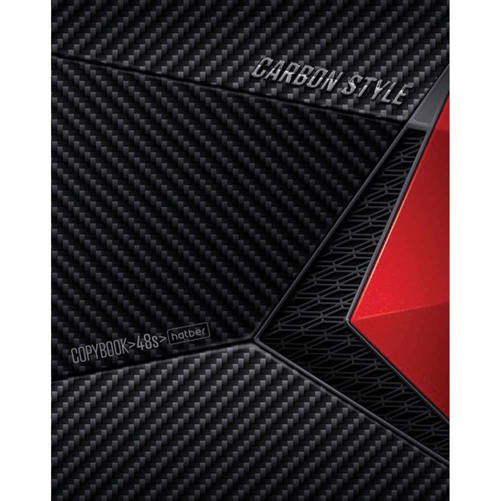 Тетрадь А5, 48 л., HATBER, скоба, клетка, выборочный лак, "CarbonStylee" (5 видов в спайке)