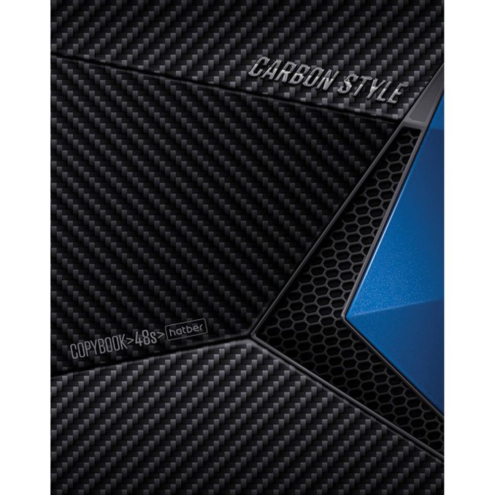 Тетрадь А5, 48 л., HATBER, скоба, клетка, выборочный лак, "CarbonStylee" (5 видов в спайке)