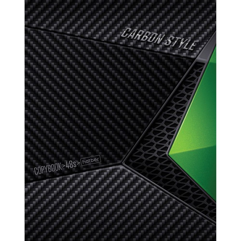 Тетрадь А5, 48 л., HATBER, скоба, клетка, выборочный лак, "CarbonStylee" (5 видов в спайке)