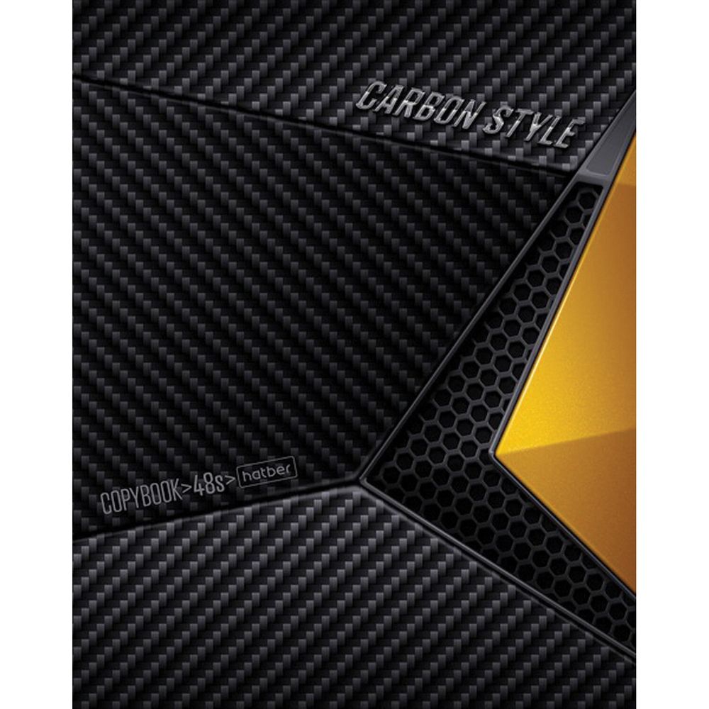 Тетрадь А5, 48 л., HATBER, скоба, клетка, выборочный лак, "CarbonStylee" (5 видов в спайке)