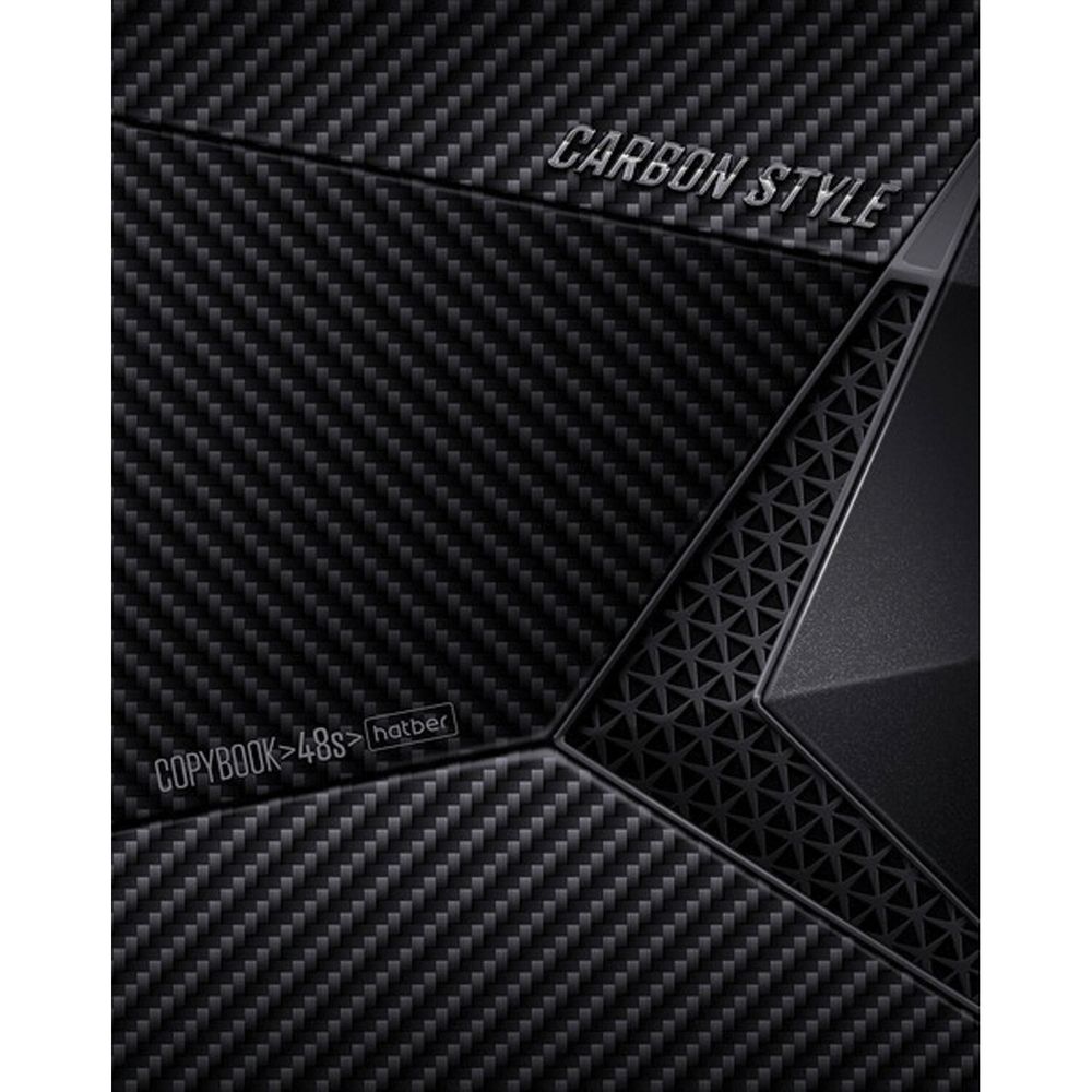 Тетрадь А5, 48 л., HATBER, скоба, клетка, выборочный лак, "CarbonStylee" (5 видов в спайке)