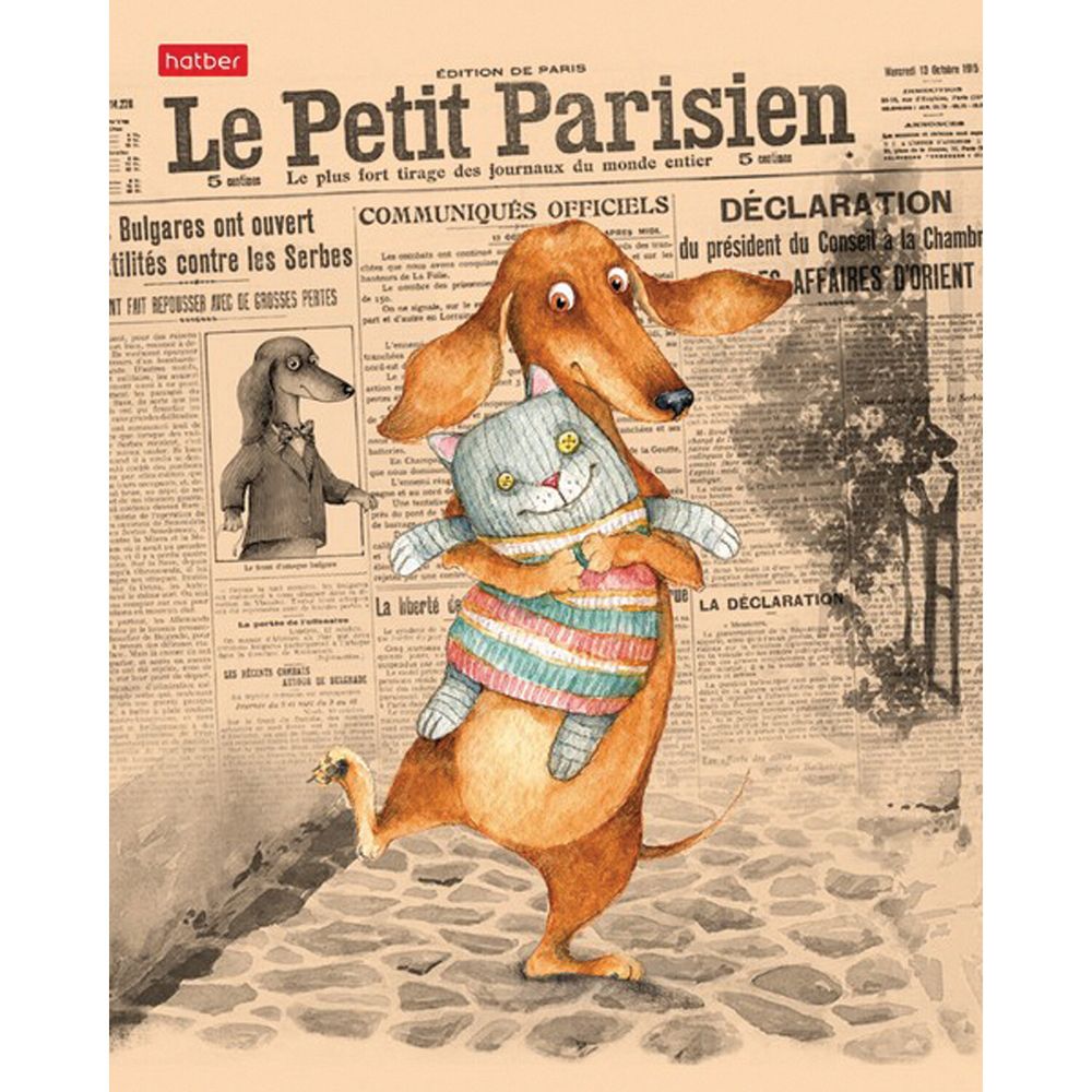 Тетрадь А5, 48 л., HATBER, скоба, клетка, обложка картон, ТаксаLIFE (5 видов в спайке)