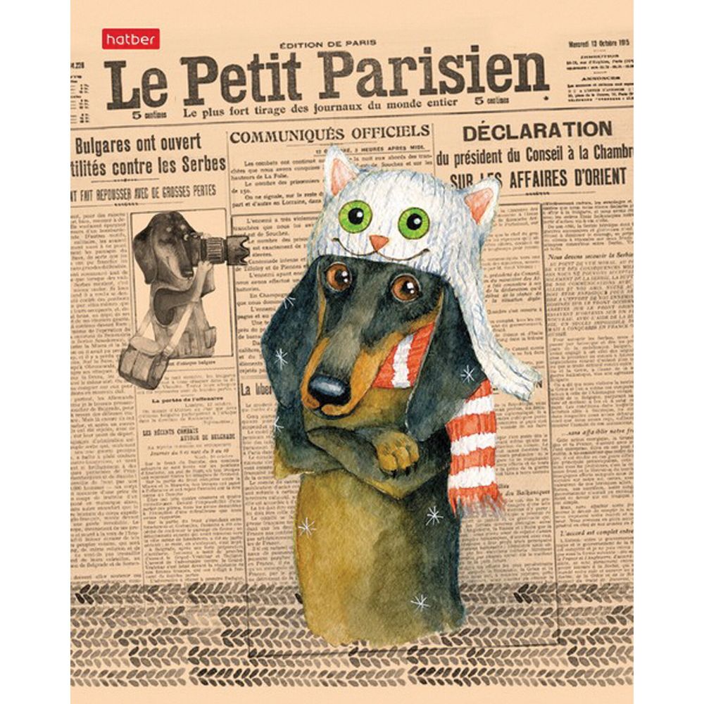 Тетрадь А5, 48 л., HATBER, скоба, клетка, обложка картон, ТаксаLIFE (5 видов в спайке)