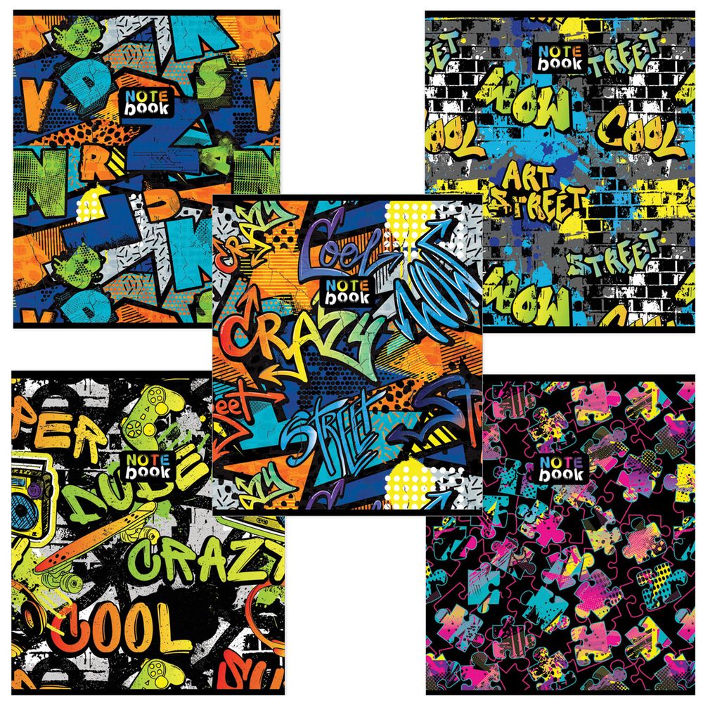 Тетрадь А5 48 л. ПЗБМ, скоба, клетка, выборочный TWIN лак, "Сити-Арт" (5 видов)