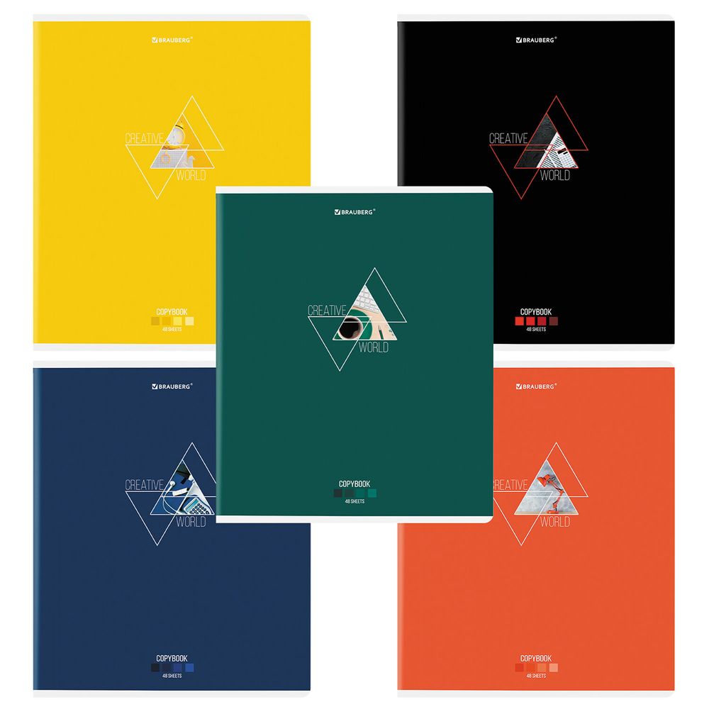 Тетрадь А5, 48 л., BRAUBERG, скоба, клетка, глянцевый лак, "Smart" (микс в спайке)