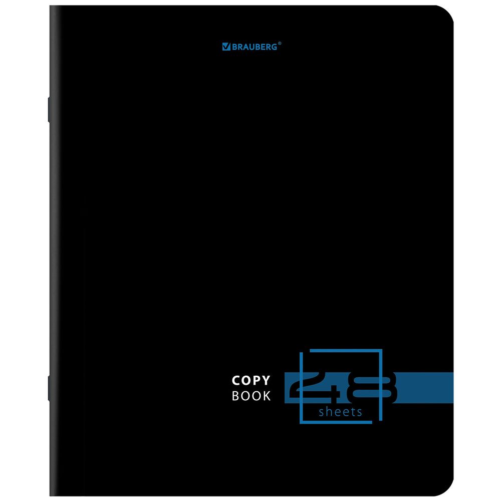 Тетрадь А5, 48 л., BRAUBERG, скоба, клетка, глянцевый лак, "Dark" (микс в спайке)