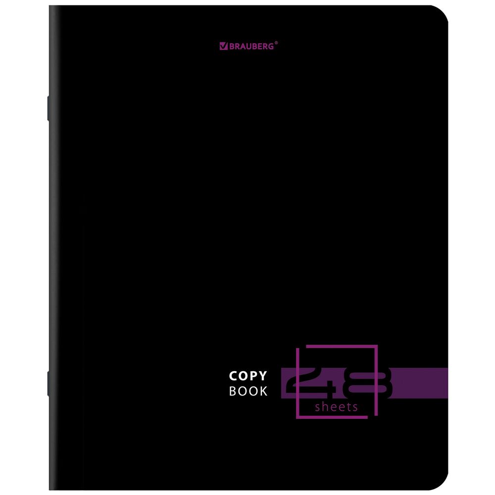 Тетрадь А5, 48 л., BRAUBERG, скоба, клетка, глянцевый лак, "Dark" (микс в спайке)