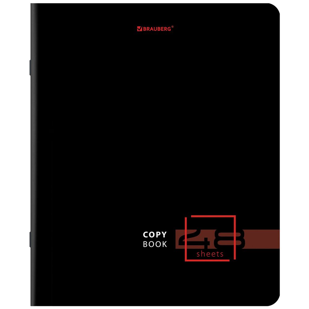 Тетрадь А5, 48 л., BRAUBERG, скоба, клетка, глянцевый лак, "Dark" (микс в спайке)