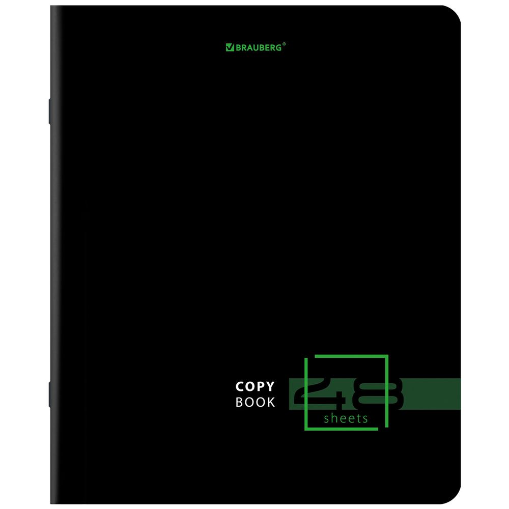 Тетрадь А5, 48 л., BRAUBERG, скоба, клетка, глянцевый лак, "Dark" (микс в спайке)