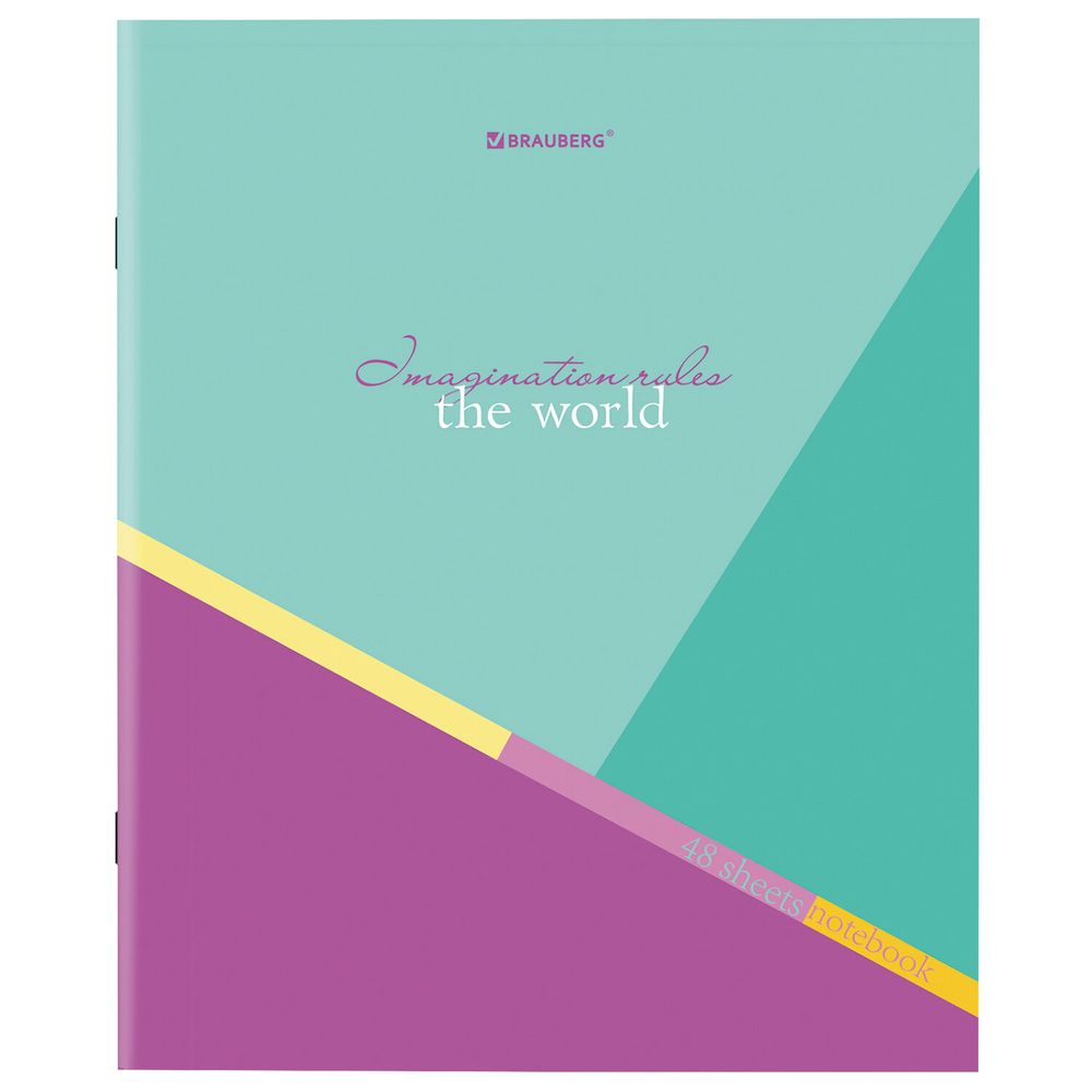 Тетрадь А5 48 л. BRAUBERG скоба, клетка, обложка картон, "Multicolor" (микс в спайке)