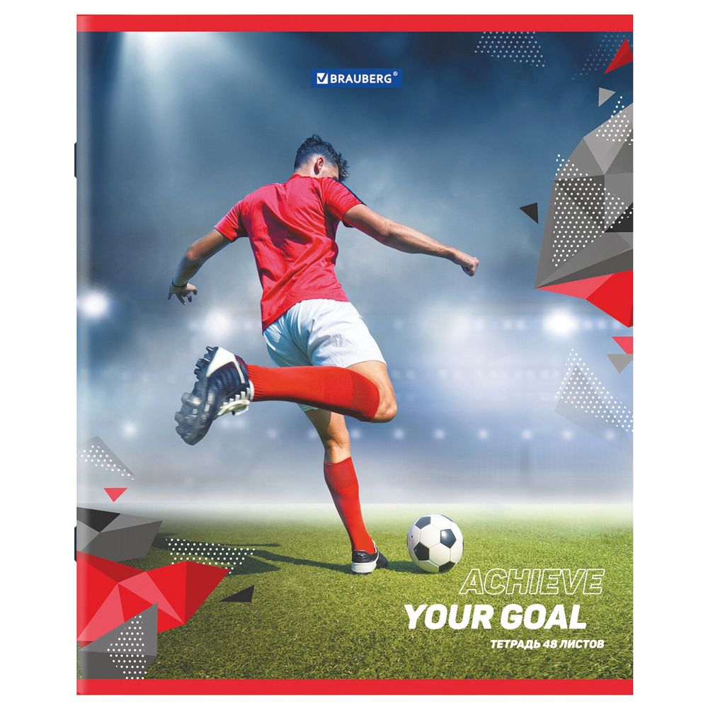 Тетрадь А5 48 л. BRAUBERG скоба, клетка, обложка картон, "Sport Club" (микс в спайке)