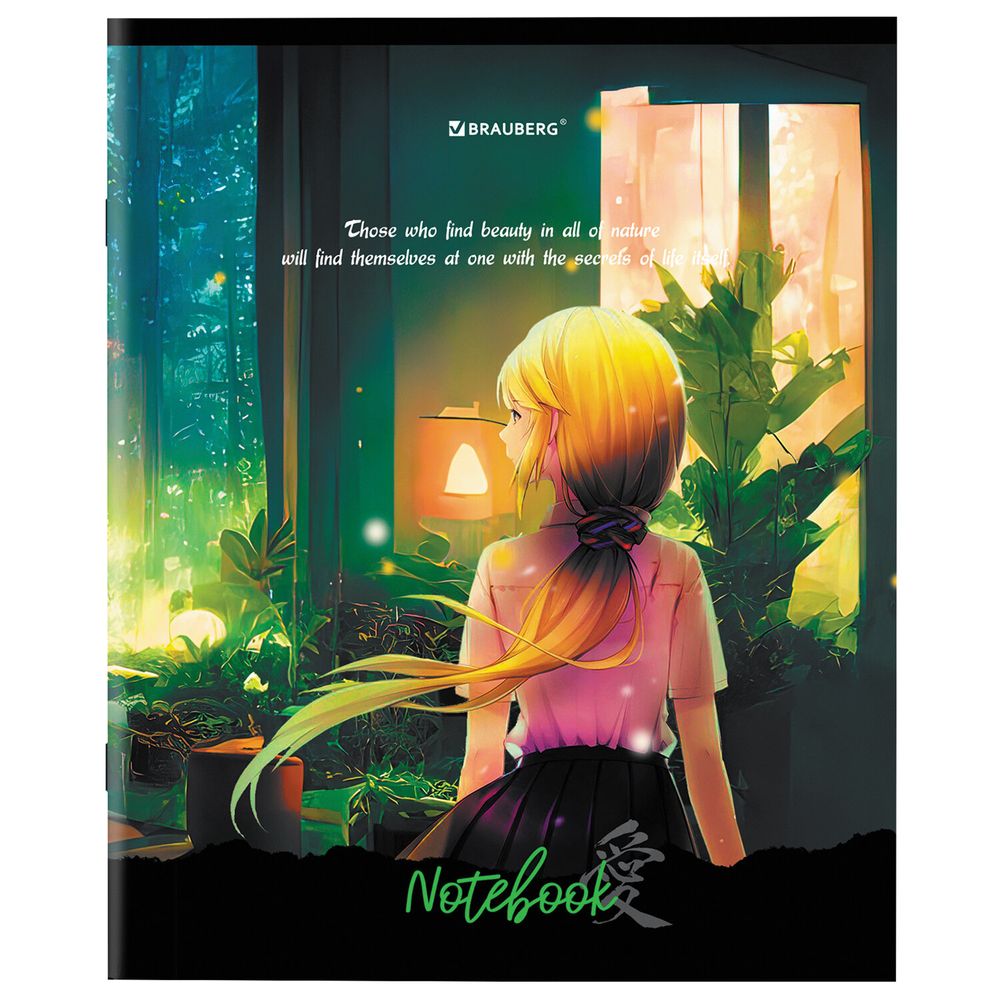Тетрадь А5 48л. BRAUBERG скоба, клетка, обложка картон, "Anime Girls" (микс в спайке)
