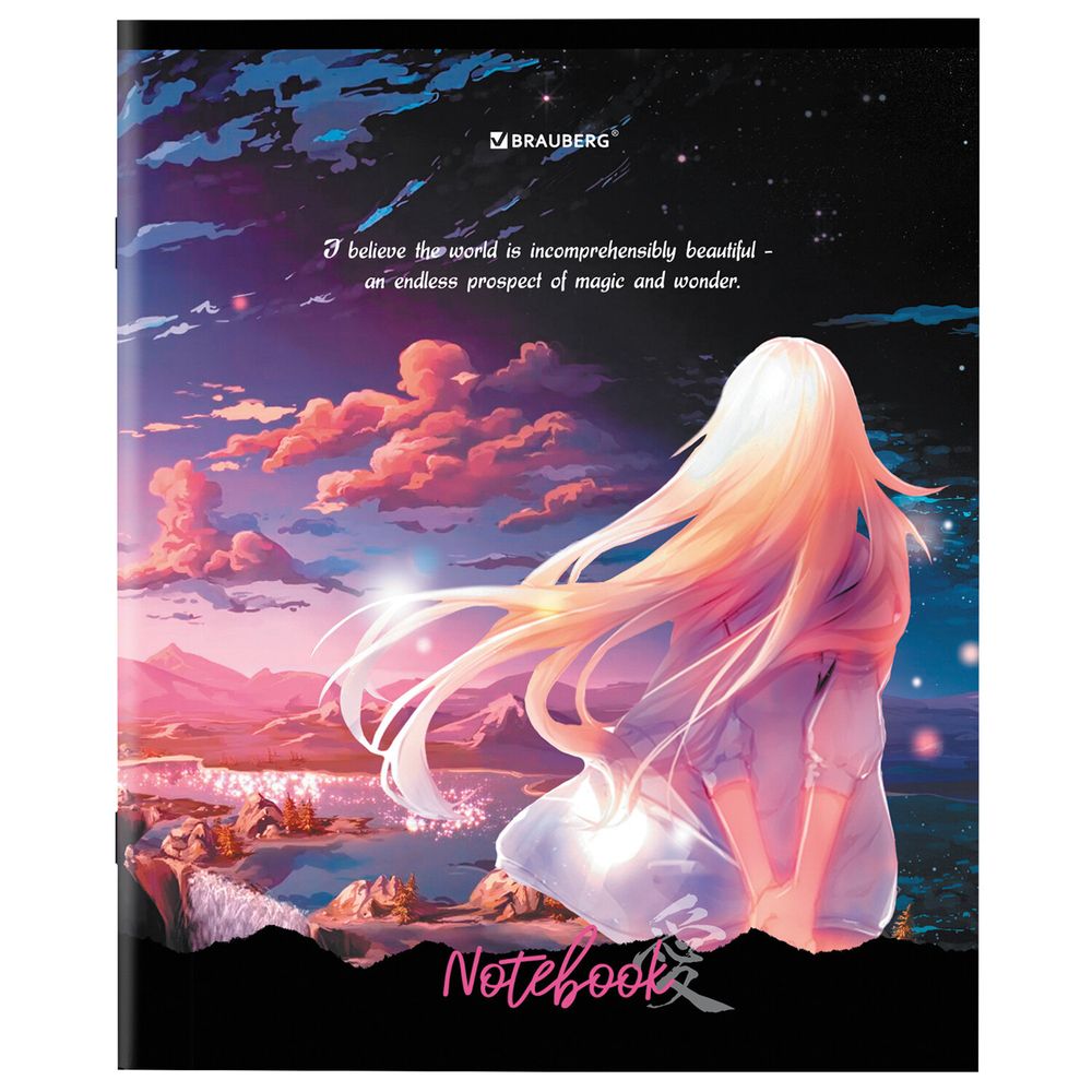 Тетрадь А5 48л. BRAUBERG скоба, клетка, обложка картон, "Anime Girls" (микс в спайке)