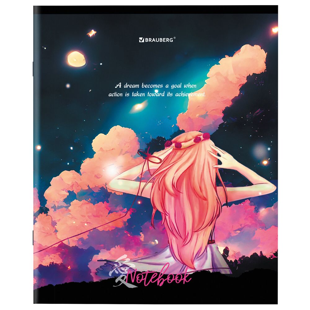 Тетрадь А5 48л. BRAUBERG скоба, клетка, обложка картон, "Anime Girls" (микс в спайке)