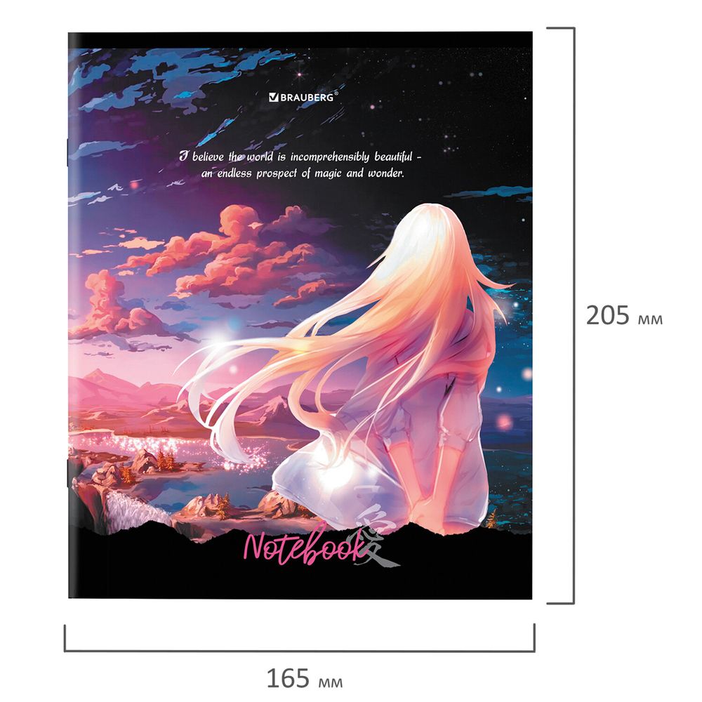 Тетрадь А5 48л. BRAUBERG скоба, клетка, обложка картон, "Anime Girls" (микс в спайке)