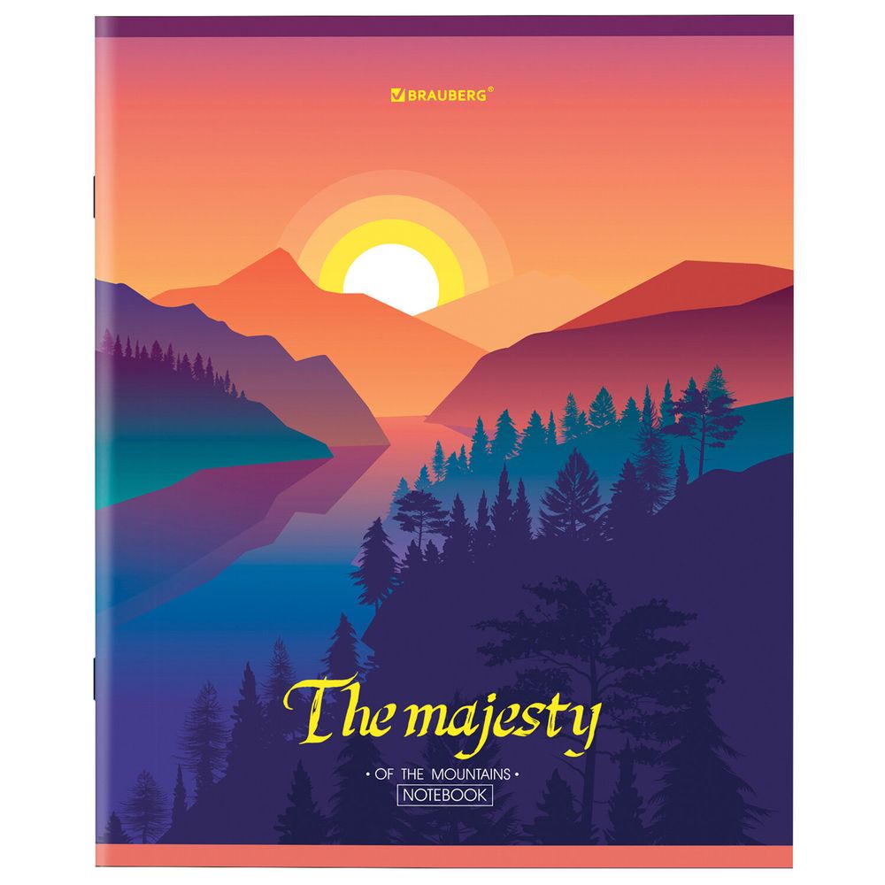 Тетрадь А5 48 л. BRAUBERG скоба, клетка, обложка картон, "Majesty" (микс в спайке)