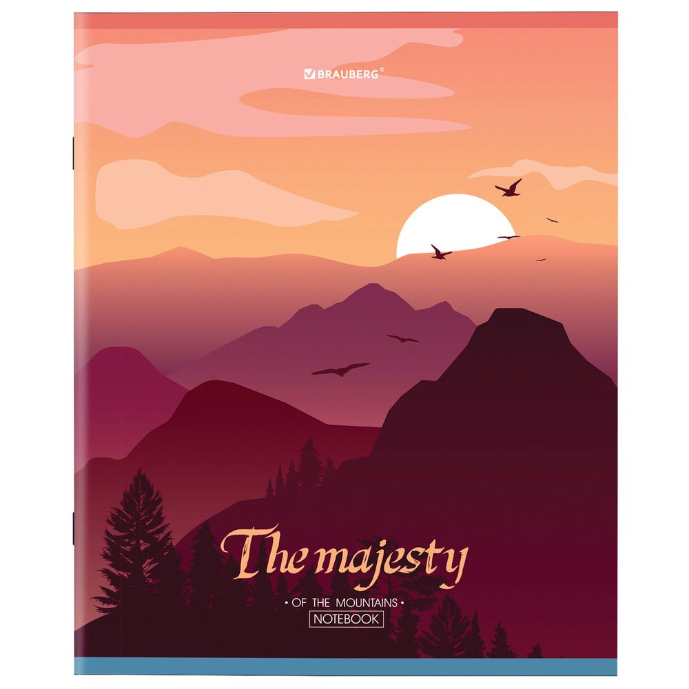 Тетрадь А5 48 л. BRAUBERG скоба, клетка, обложка картон, "Majesty" (микс в спайке)