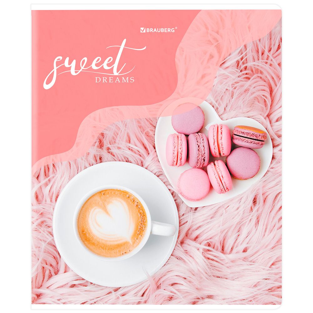 Тетрадь А5, 48 л., BRAUBERG, скоба, клетка, матовая ламинация, выборочный лак, "Sweets" (микс в спайке)