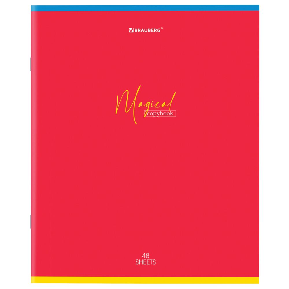 Тетрадь А5 48 л. BRAUBERG скоба, линия, обложка картон, "Magical Colors" (микс в спайке)
