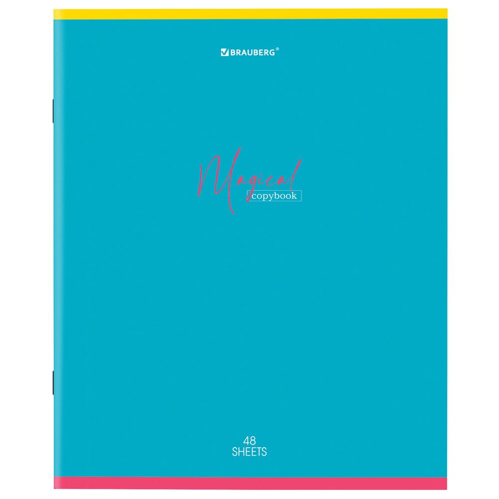 Тетрадь А5 48 л. BRAUBERG скоба, линия, обложка картон, "Magical Colors" (микс в спайке)