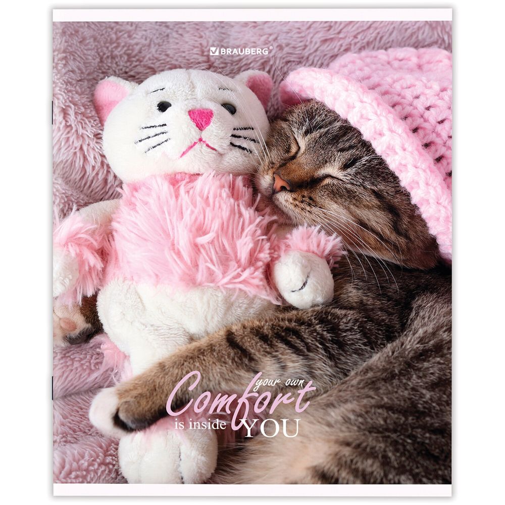 Тетрадь А5 48 л. BRAUBERG скоба, линия, обложка картон, "Питомцы" (микс в спайке)