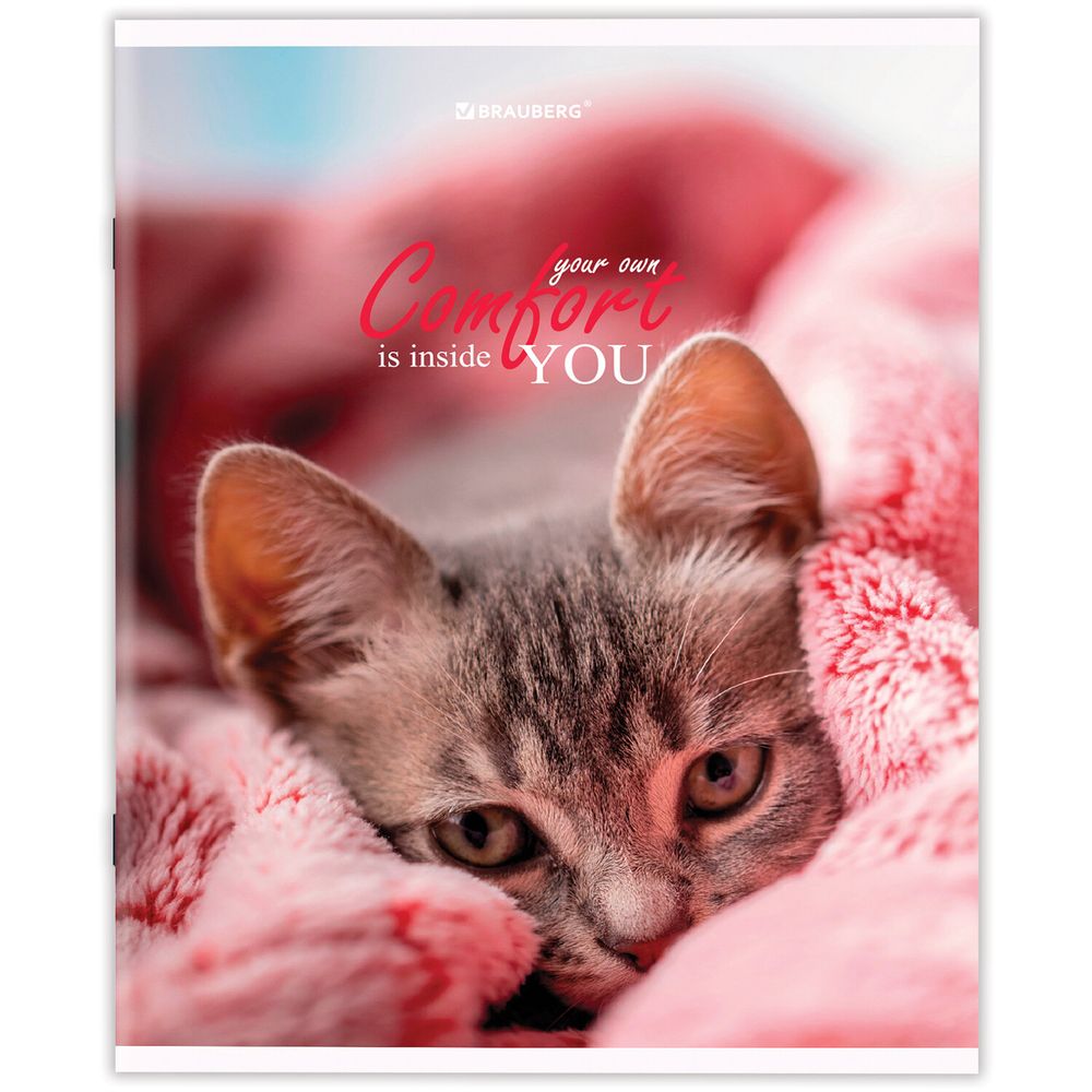 Тетрадь А5 48 л. BRAUBERG скоба, линия, обложка картон, "Питомцы" (микс в спайке)