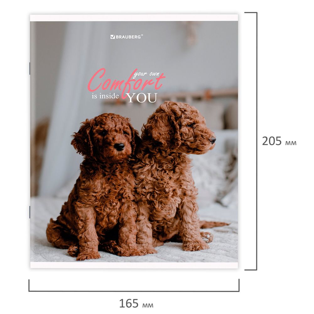 Тетрадь А5 48 л. BRAUBERG скоба, линия, обложка картон, "Питомцы" (микс в спайке)