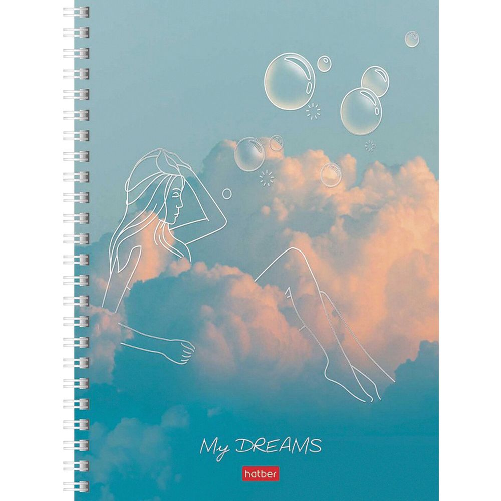 Тетрадь А5, 96 л., HATBER, гребень, клетка, матовая ламинация, 3D-фольга, 