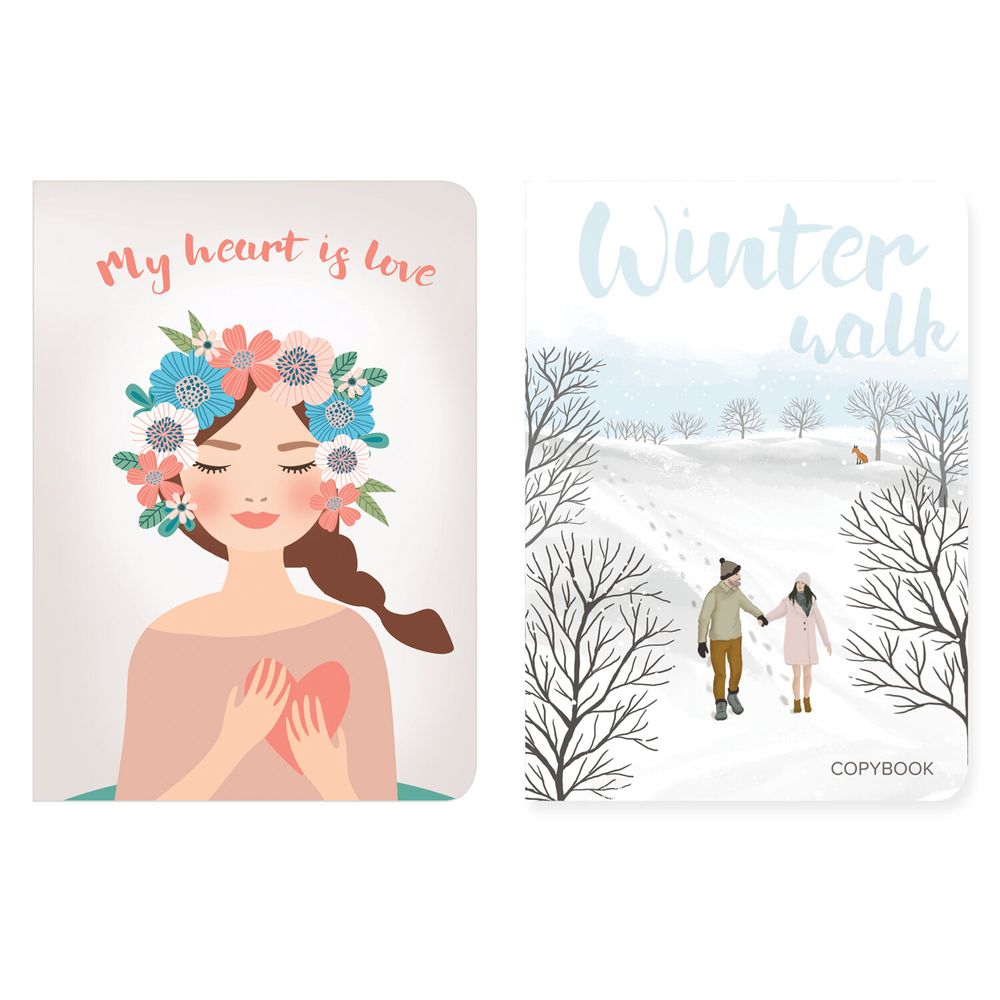 Тетради-скетчбуки 60 л. обложка SoftTouch, НАБОР 2 шт., бежевая бумага 70 г/м2, сшивка, B5 (179х250 мм), ROMANTIC, BRAUBERG