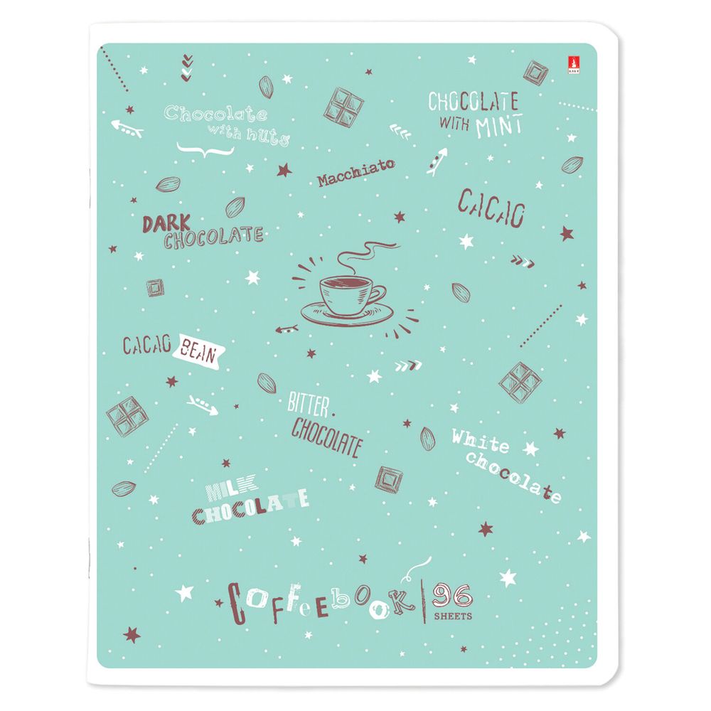 Тетрадь А5 96 л. АЛЬТ скоба, клетка, гибридный лак, "Coffe time" (5 видов)